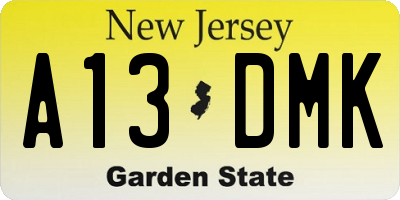 NJ license plate A13DMK