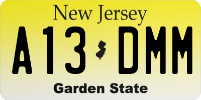 NJ license plate A13DMM