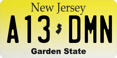 NJ license plate A13DMN