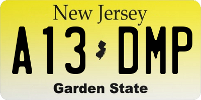 NJ license plate A13DMP