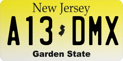 NJ license plate A13DMX
