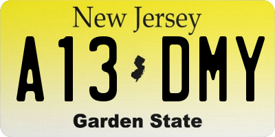 NJ license plate A13DMY
