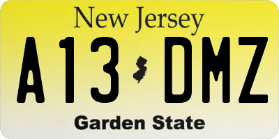 NJ license plate A13DMZ