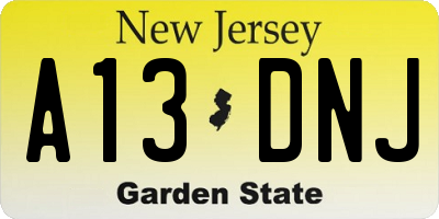 NJ license plate A13DNJ