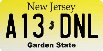 NJ license plate A13DNL