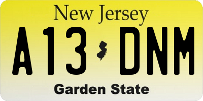 NJ license plate A13DNM