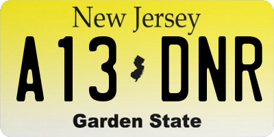NJ license plate A13DNR