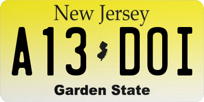NJ license plate A13DOI