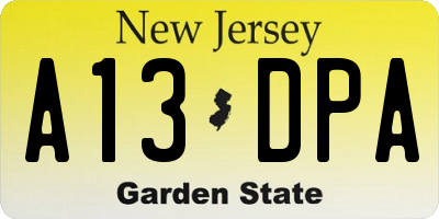 NJ license plate A13DPA