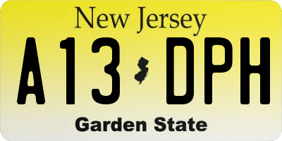 NJ license plate A13DPH
