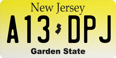 NJ license plate A13DPJ