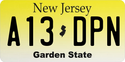 NJ license plate A13DPN
