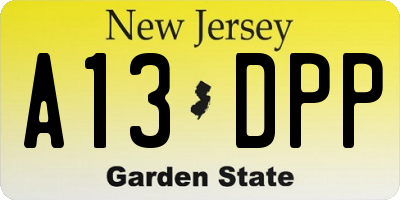 NJ license plate A13DPP