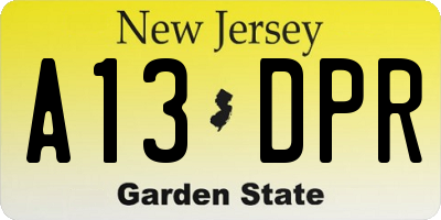 NJ license plate A13DPR