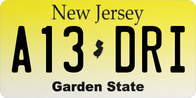 NJ license plate A13DRI