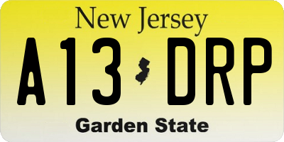 NJ license plate A13DRP