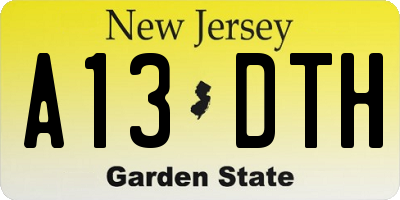 NJ license plate A13DTH