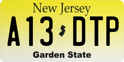 NJ license plate A13DTP