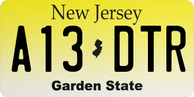 NJ license plate A13DTR