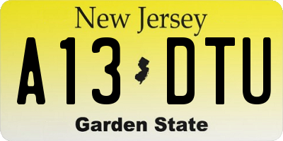 NJ license plate A13DTU