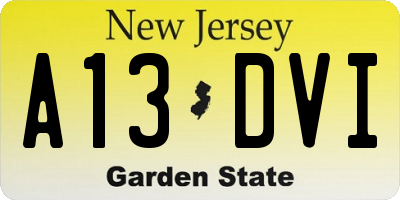 NJ license plate A13DVI