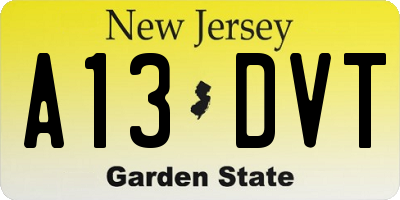 NJ license plate A13DVT