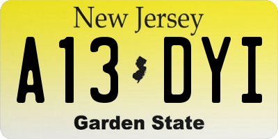 NJ license plate A13DYI