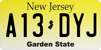 NJ license plate A13DYJ