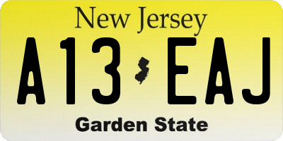 NJ license plate A13EAJ