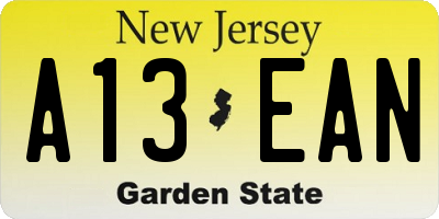 NJ license plate A13EAN