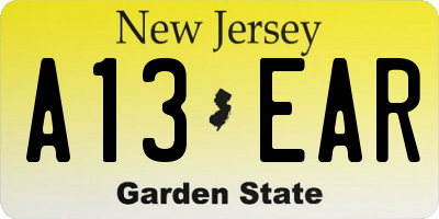 NJ license plate A13EAR