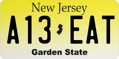 NJ license plate A13EAT