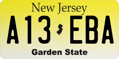 NJ license plate A13EBA