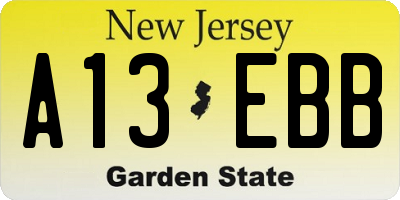 NJ license plate A13EBB