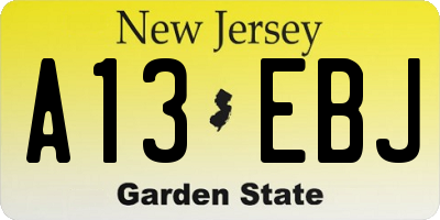 NJ license plate A13EBJ