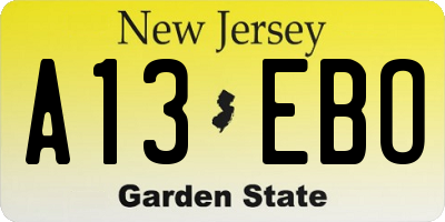 NJ license plate A13EBO