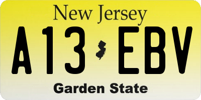 NJ license plate A13EBV
