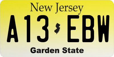 NJ license plate A13EBW