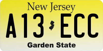 NJ license plate A13ECC