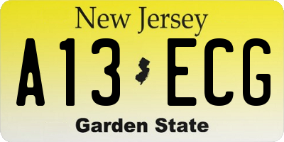 NJ license plate A13ECG
