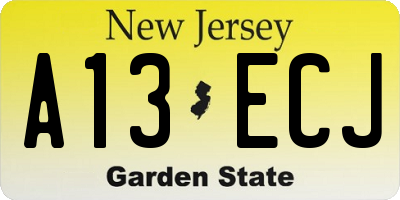 NJ license plate A13ECJ