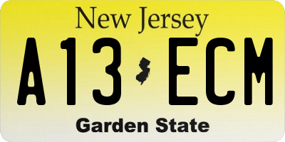NJ license plate A13ECM
