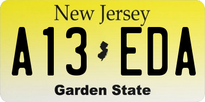 NJ license plate A13EDA