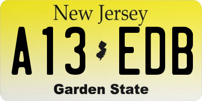 NJ license plate A13EDB
