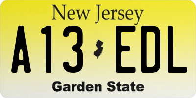 NJ license plate A13EDL