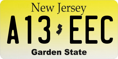NJ license plate A13EEC
