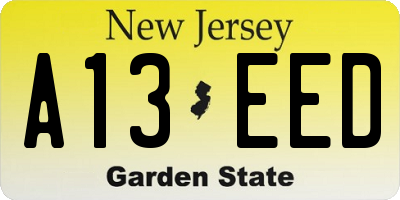NJ license plate A13EED