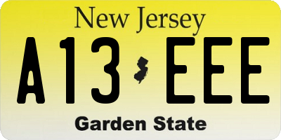NJ license plate A13EEE