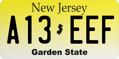 NJ license plate A13EEF