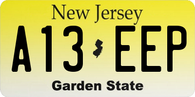 NJ license plate A13EEP